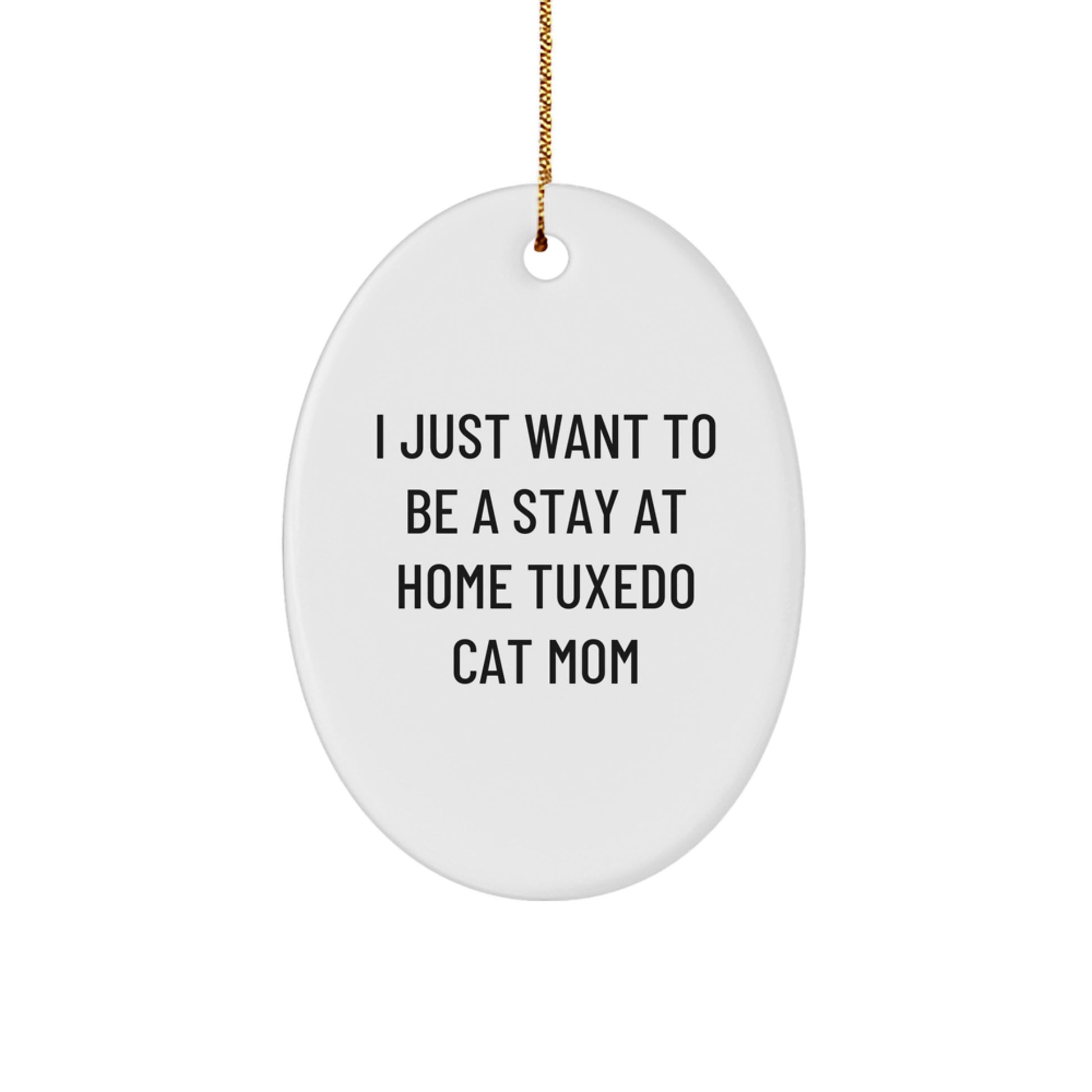 Funny Tuxedo Cat Mom Oval Ornament Gifts from Friends for Christmas - Image 1