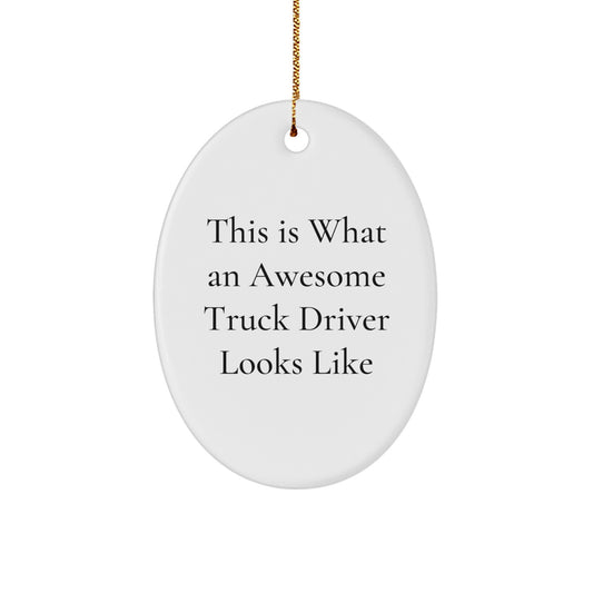 This Is What An Awesome Truck Driver Looks Like Gifts from Family to Truck Drivers, Oval Ornament for Christmas Unique Gifts - Image 1