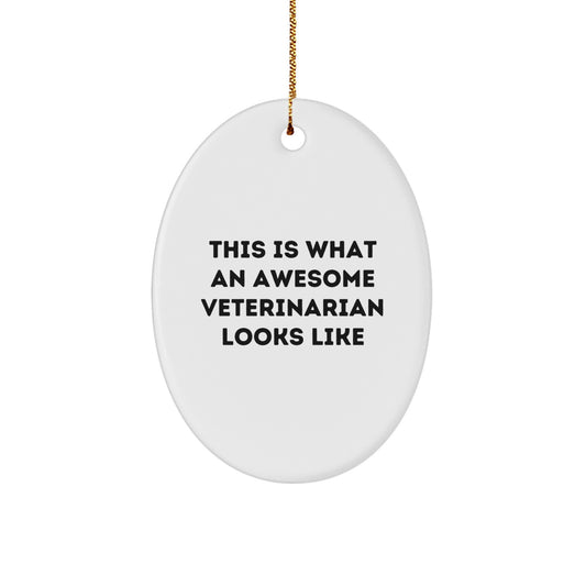 Funny Veterinarian Gifts from Friends - Oval Ornament This Is What An Awesome Veterinarian Looks Like - Christmas Unique Presents for Veterinarian - Image 1