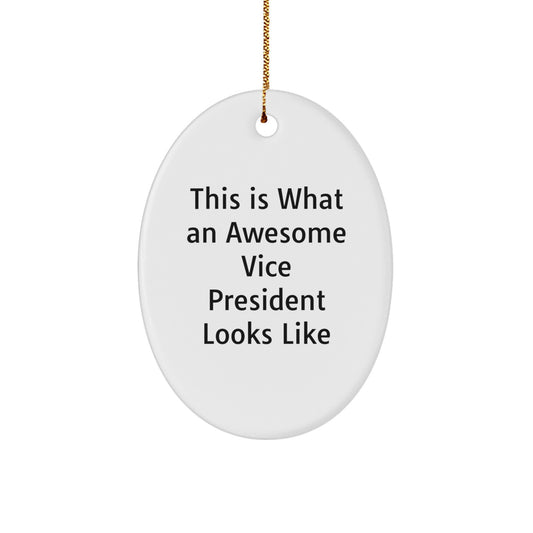Funny Vice President Gifts for Men, Oval Ornament with 'This Is What An Awesome Vice President Looks Like' Quote for Christmas, Gifts from Family - Image 1
