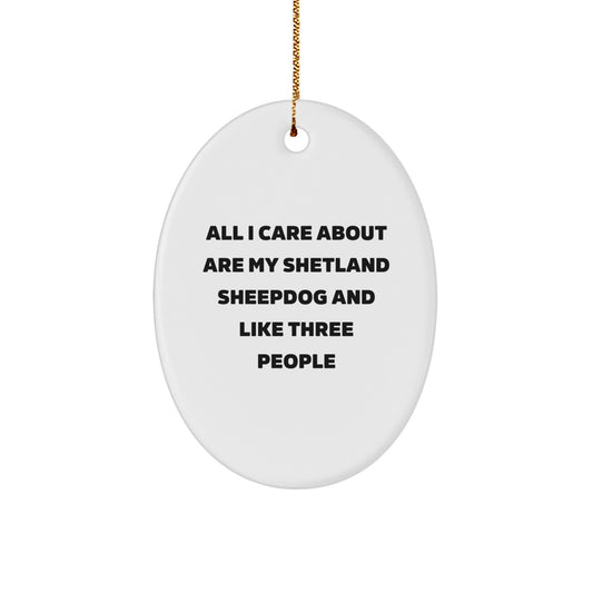 Shetland Sheepdog Lover's Christmas Unique Gift, Funny Quote Oval Ornament, Gifts from Family to Friends - Image 1