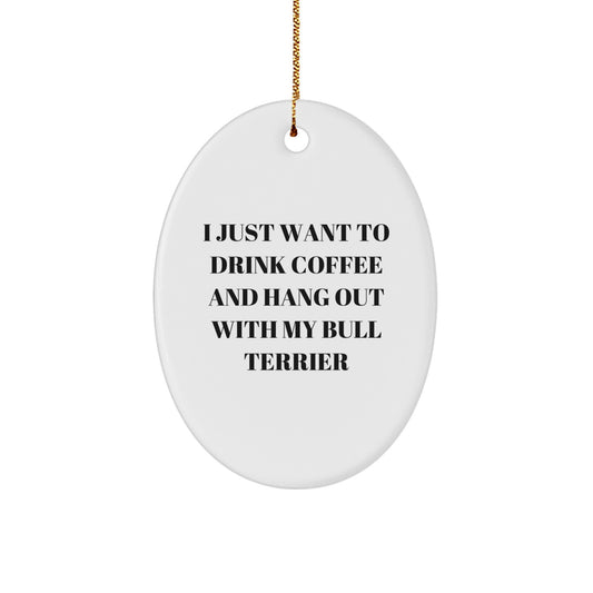 Bull Terrier Dog Lovers Gifts from Family for a Funny Christmas Oval Ornament - Image 1