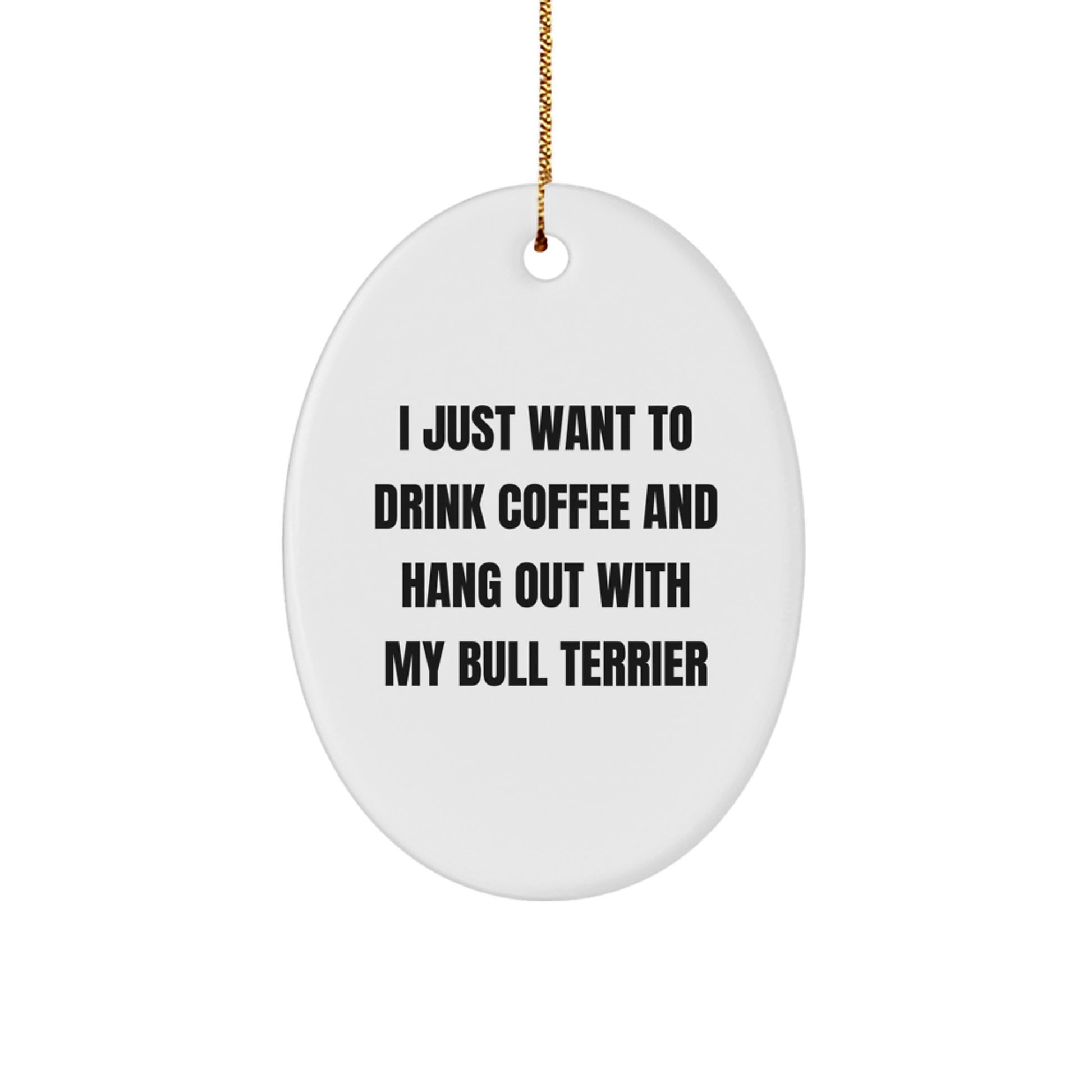 Bull Terrier Dog Lovers Gifts from Friends, Family for Christmas Unique Oval Ornament - Image 1