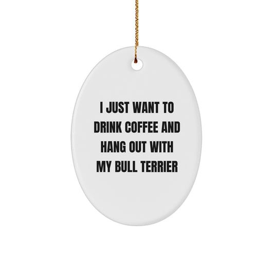 Bull Terrier Dog Lovers Gifts from Friends, Family for Christmas Unique Oval Ornament - Image 1