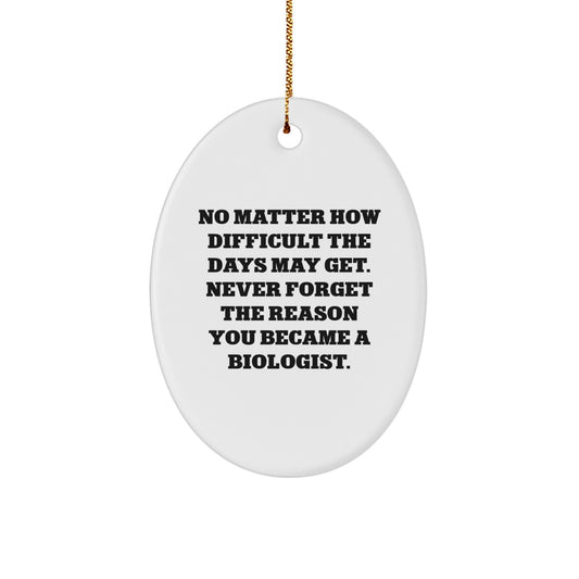 Biologist's Inspirational Oval Ornament Gifts from Friends - Never Forget the Reason You Became a Biologist, Christmas Unique Gifts for Biologist Men and Women - Image 1