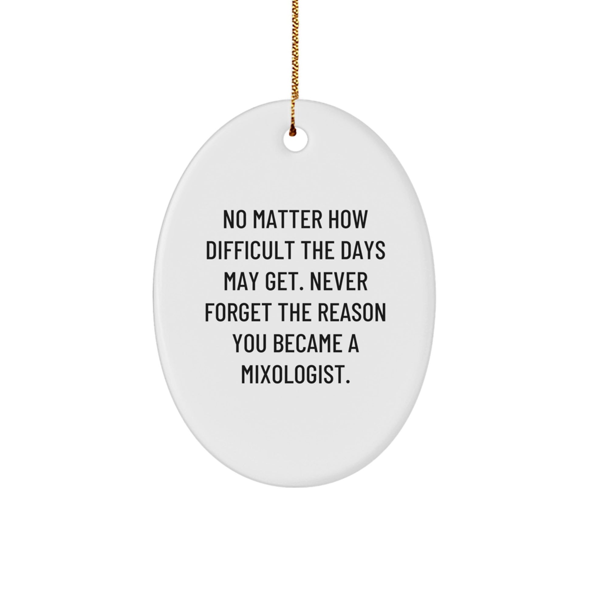Mixologist Gifts from Friends, Oval Ornament Quotes for Christmas, Never Forget the Reason You Became a Mixologist, Gifts for Mixologists, Unique Christmas Unique Gifts - Image 1