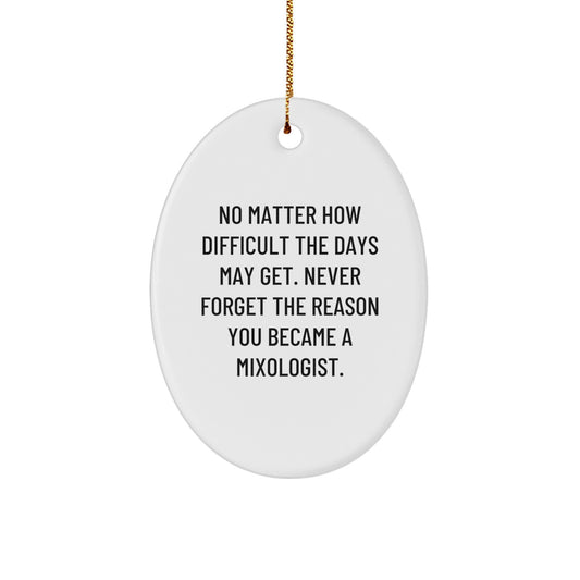 Mixologist Gifts from Friends, Oval Ornament Quotes for Christmas, Never Forget the Reason You Became a Mixologist, Gifts for Mixologists, Unique Christmas Unique Gifts - Image 1