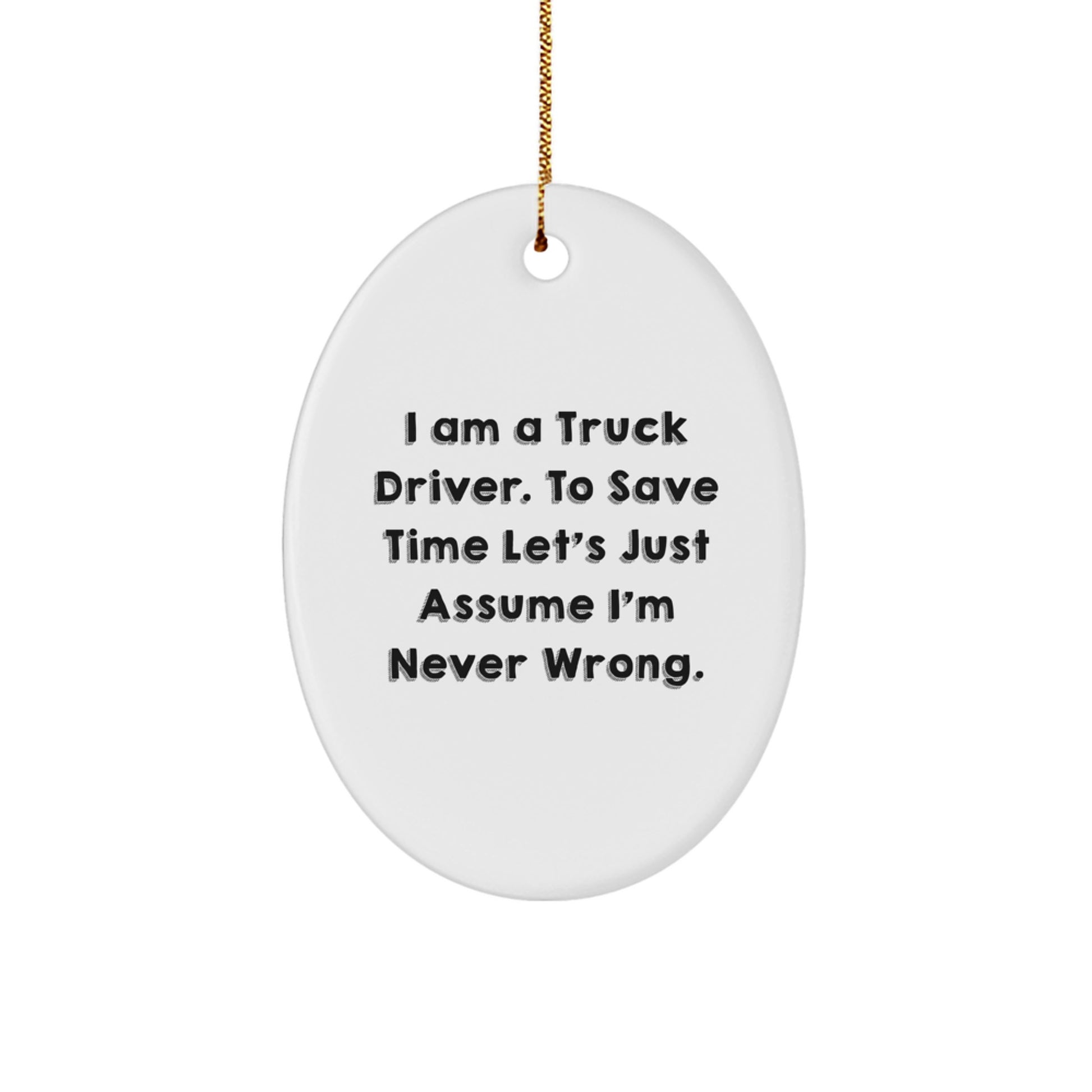 Funny Truck Driver Gifts from Friends for Him - Oval Ornament with I Am A Truck Driver Quote - Christmas Unique Presents - Image 1
