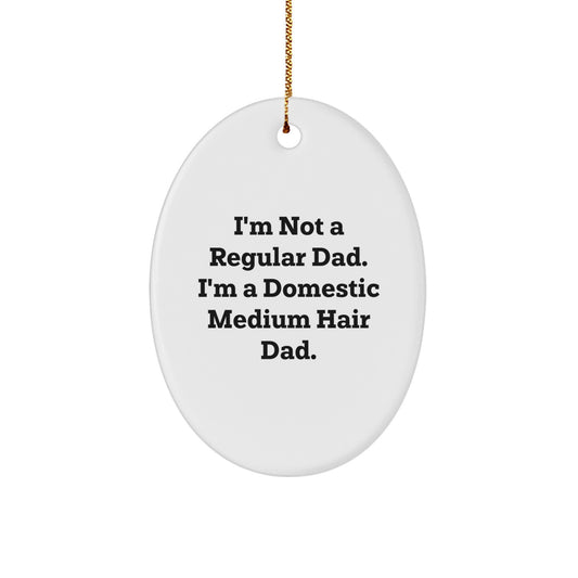 Funny Domestic Medium Hair Gifts: Gifts from Dad to Domestic Medium Hair, Oval Ornament Quote, Christmas Unique Gifts for Domestic Medium Hair, Men, or Women - Image 1