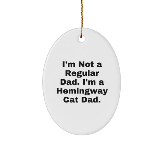 Hemingway Cat Dad Gifts from Men to Friends - Oval Ornament for Christmas Unique Gifts - Image 1