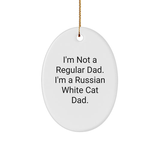 Funny Russian White Cat Dad Gifts, Oval Ornament, Christmas Unique Presents from Family, Friends, Coworkers to Russian White Cat Lovers - Image 1