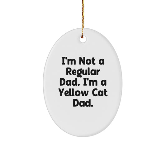 Funny Yellow Cat Dad Gifts for Men, Unique Oval Ornament from, Inspirational Christmas Decor for Family, Friends, and Coworkers - Image 1