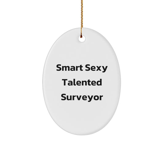 Funny Surveyor Gifts, Oval Ornament for Men or Women, 'Smart Sexy Talented' Quote, Christmas Unique Gifts from Friends, Gifts for Surveyor on Holiday - Image 1