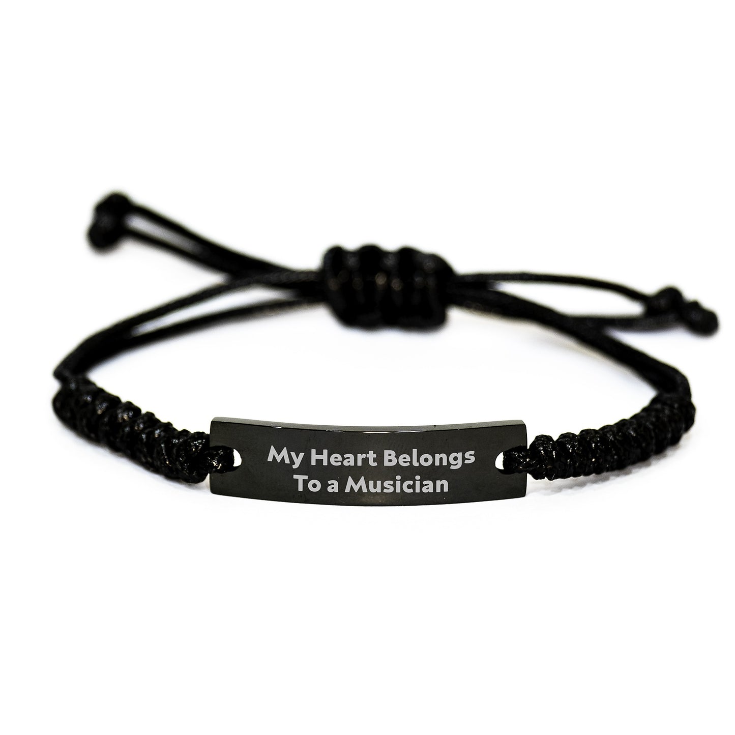 Funny Musician Gifts from Friends - 'My Heart Belongs To A Musician' Rope Bracelet for Men, Women, or Birthday Boy/Girl - Image 1