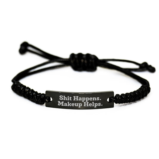 Funny Makeup Gifts for Women Friends Coworkers Family - Shit Happens. Makeup Helps. Adjustable Rope Birthday Unique Gift - Image 1
