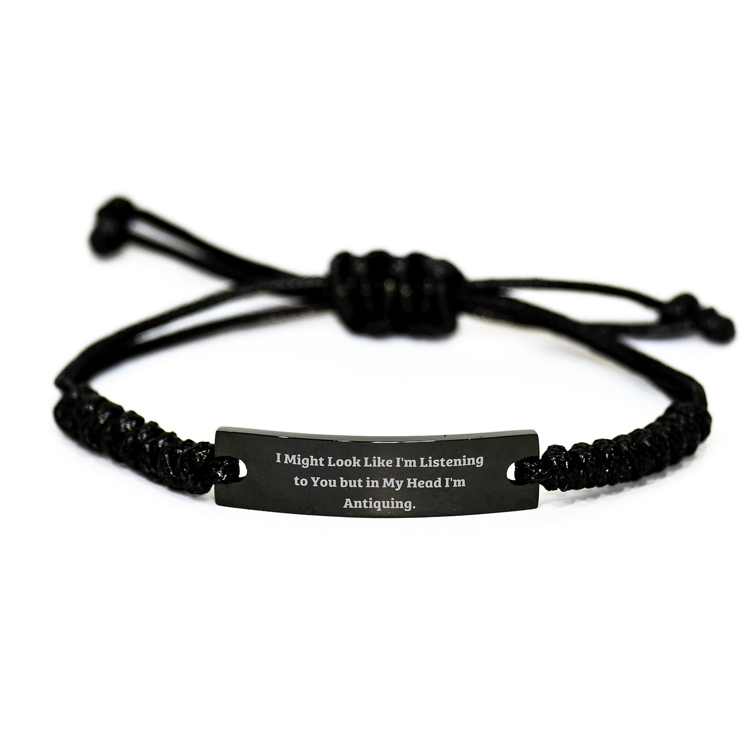 Funny Antiquing Gifts for Men and Women, I Might Look Like I'm Listening To You But In My Head I'm Antiquing. Black Rope Adjustable Birthday Unique Gift from Friends to Family - Image 1