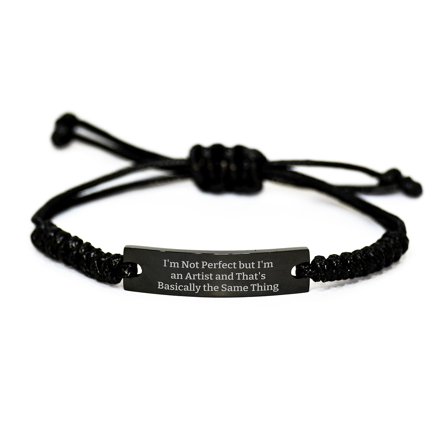 Funny Artist Rope Braids Gifts from Friends for Graduation Unique Artist Gifts, 'I'm Not Perfect But I'm An Artist And That's Basically The Same Thing', Adjustable Black Rope Bracelet - Image 1