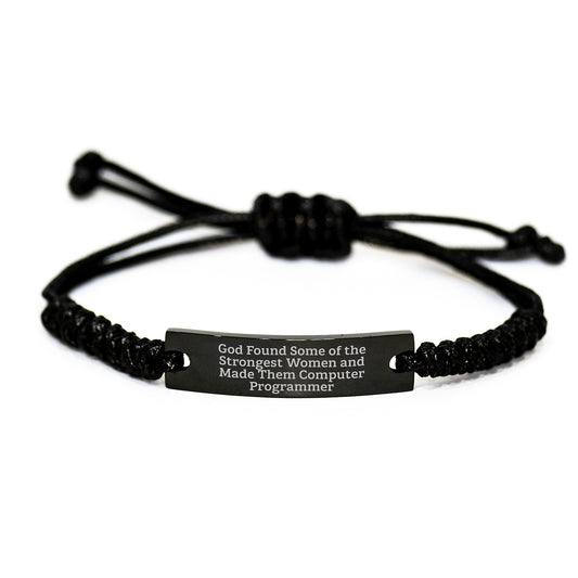 Funny Computer Programmer Quote Rope Bracelet, Gifts from Friends to Computer Programmer, Adjustable Black Stainless Steel, Inspirational Graduation Unique Gifts for Men and Women - Image 1
