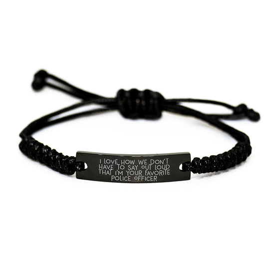Police Officer Gifts from Family - Funny Quote Rope Bracelet for Men, Women, or Friends Graduation Unique Gifts - Image 1