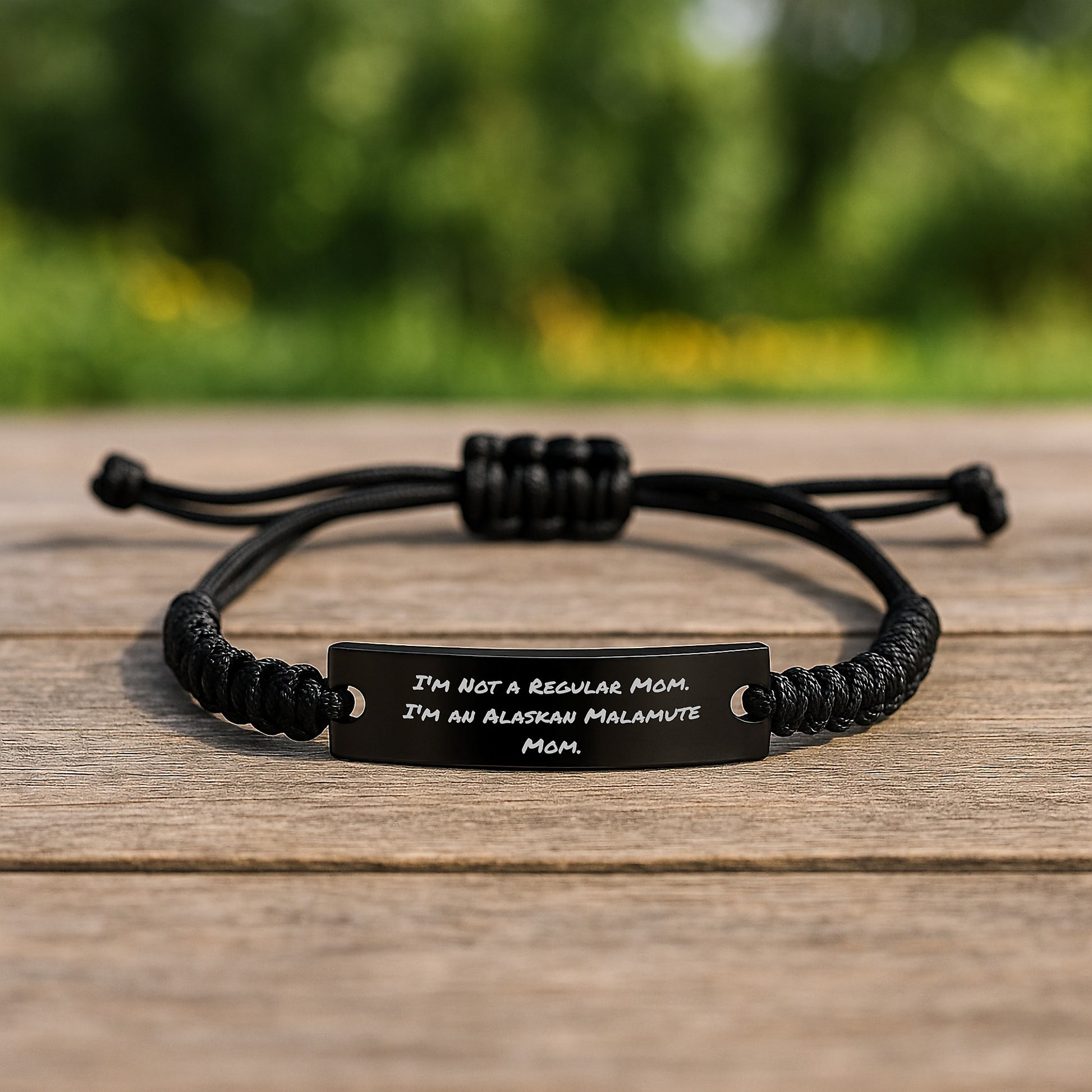 Alaskan Malamute Mom Rope Bracelet, Funny Quote Gifts from Men to Family Friends, Adjustable Black Stainless Steel with Interlaced Rope for Alaskan Malamute Dog Lovers, Graduation Unique Gifts - Image 2