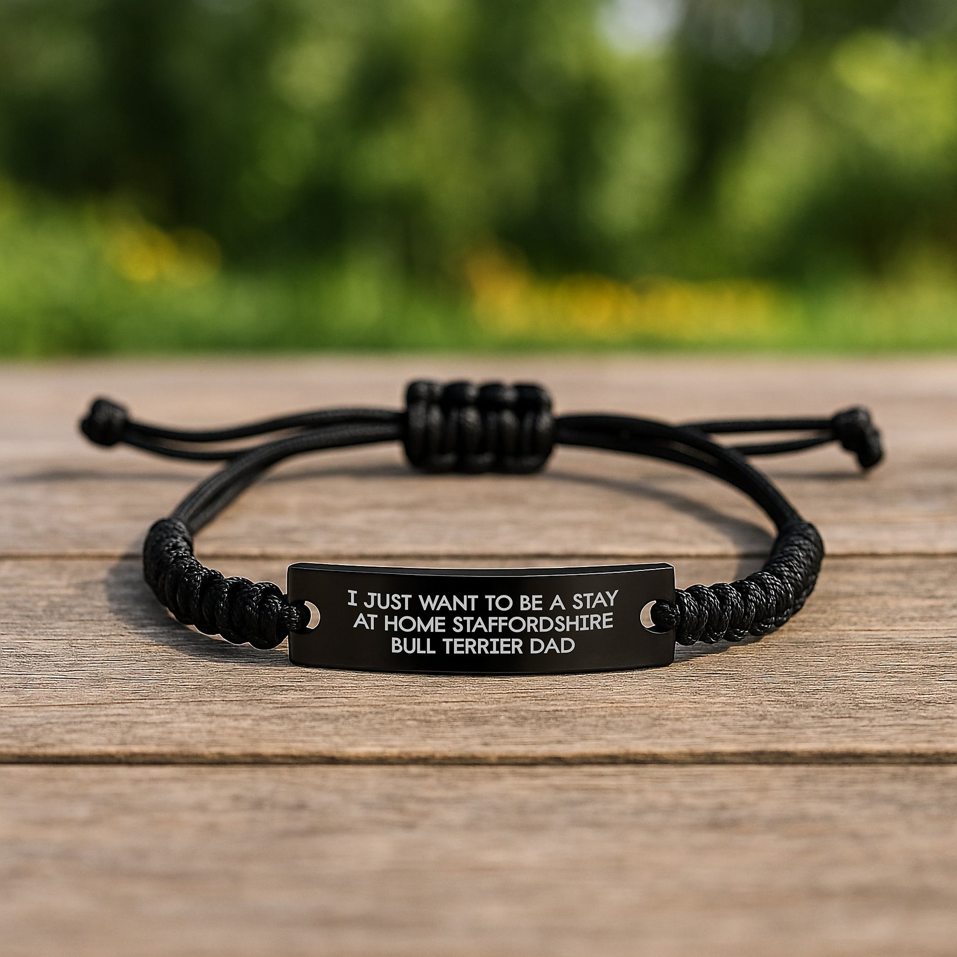 Funny Staffordshire Bull Terrier Dog Gifts, 'I Just Want To Be A Stay At Home Staffordshire Bull Terrier Dad' Rope Bracelet, Birthday Unique Gifts from Men to Friends - Image 2