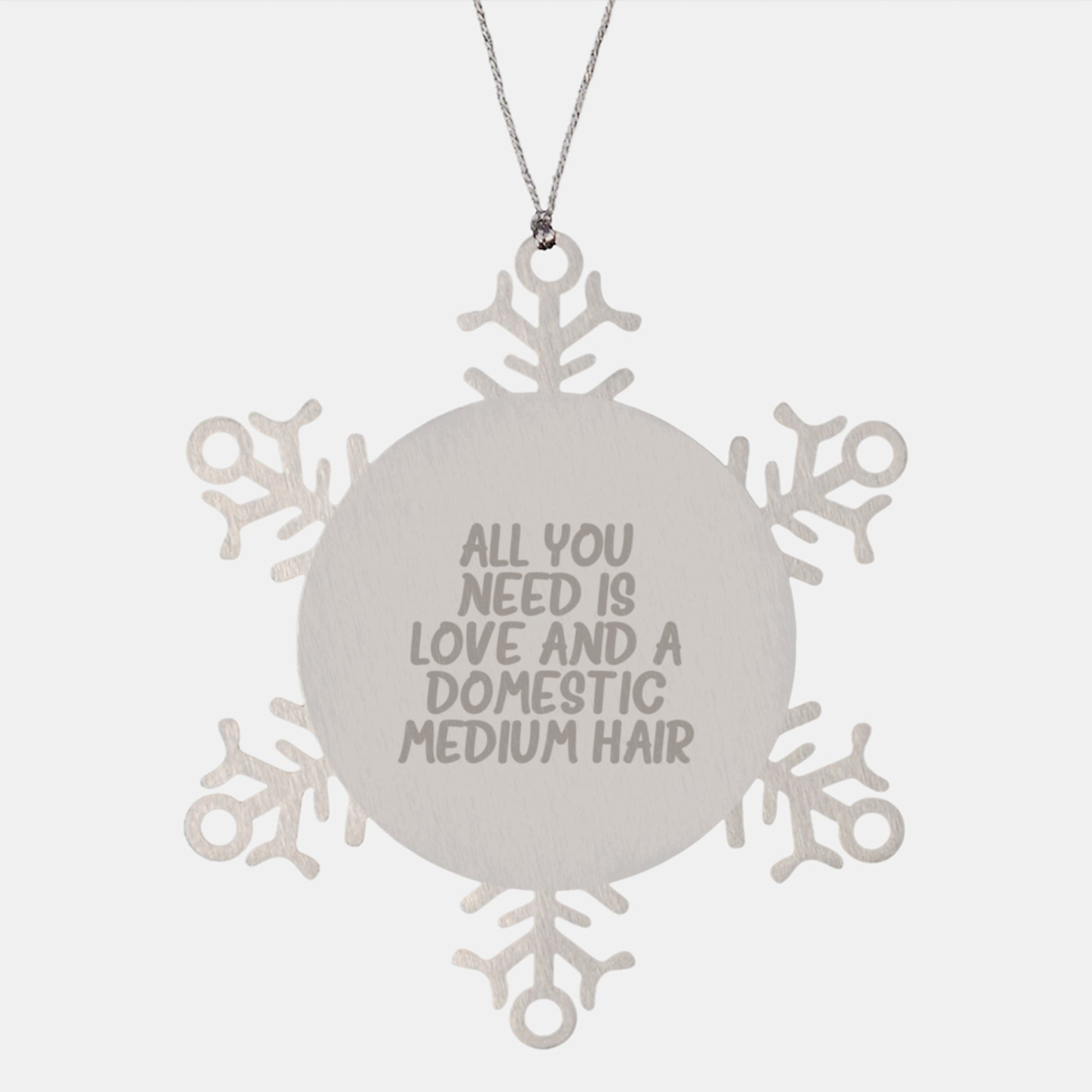 Domestic Medium Hair Gifts from Men to Friends - Snowflake Ornament with Inspirational Quote 'All You Need Is Love' for Christmas - Image 1