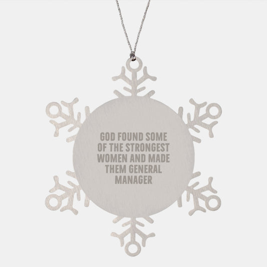 Funny General Manager Gifts, Snowflake Ornament for Women, Gifts from Female Friends & Coworkers, Inspirational Quote for Female General Managers, Christmas Unique Gifts - Image 1