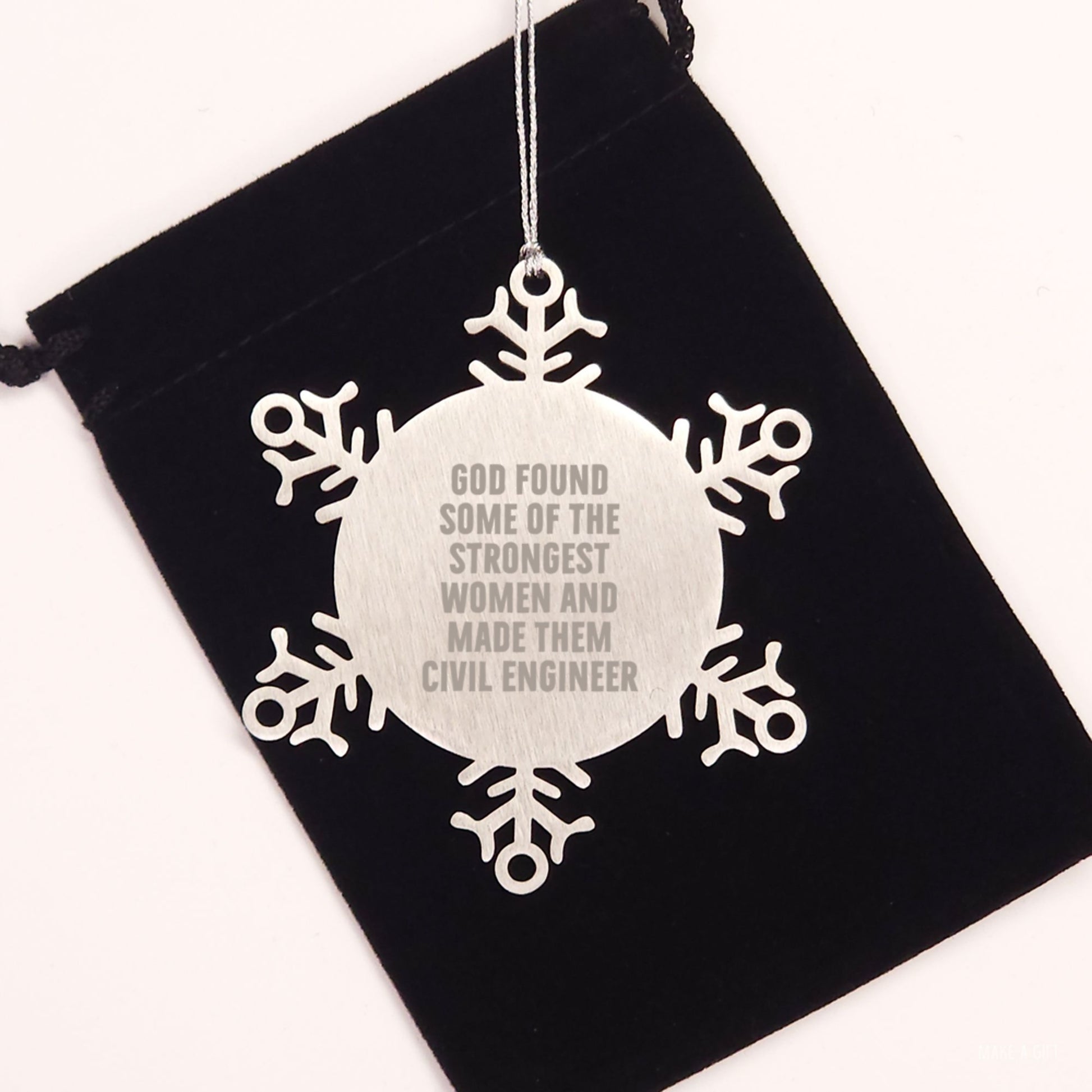 Funny Civil Engineer Gifts from Friends for Christmas - Unique Snowflake Ornament - Image 2