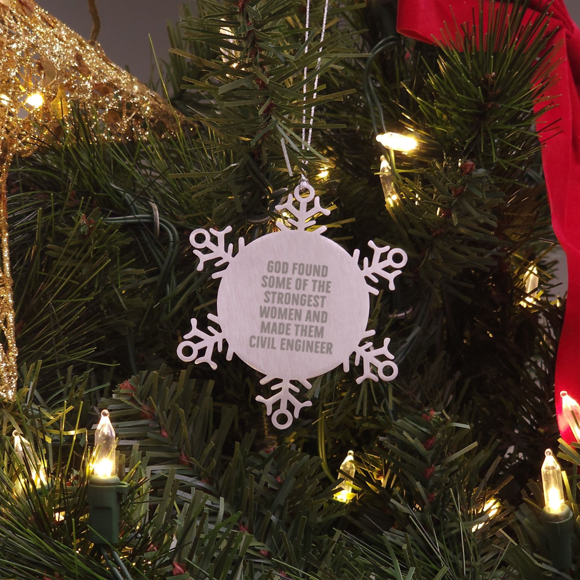 Funny Civil Engineer Gifts from Friends for Christmas - Unique Snowflake Ornament - Image 3