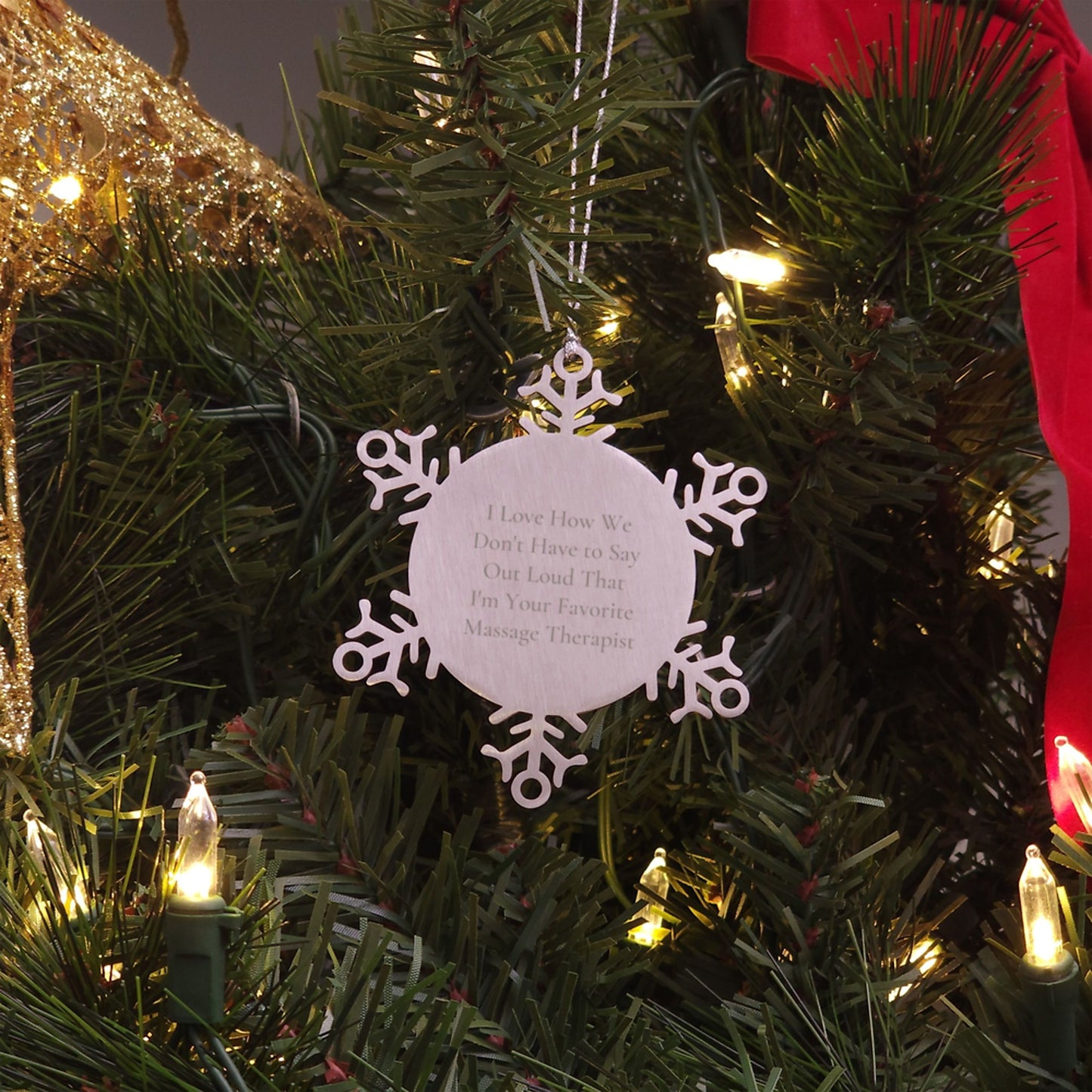 Massage Therapist Gifts from Friends for Favorite Massage Therapist, I Love How We Don't Have To Say Out Loud That I'm Your Favorite Massage Therapist, Snowflake Ornament, Christmas Unique Gifts - Image 3