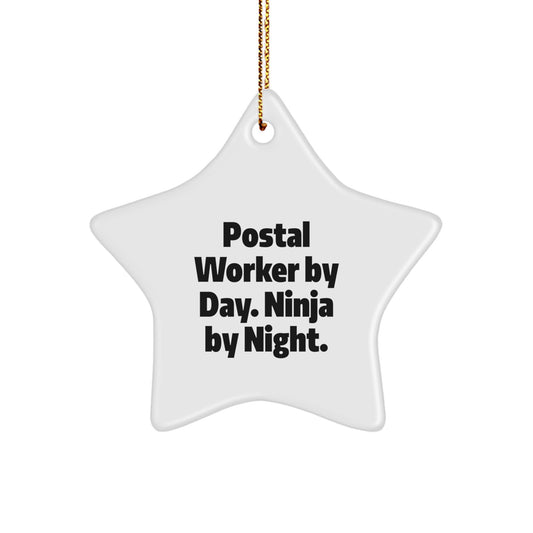 Gifts from Friends for Postal Worker - Star Ornament - 'Postal Worker By Day. Ninja By Night.' - Funny Christmas Unique Gift - Image 1