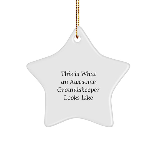 groundskeeper Gifts from Friends, Family, or Coworkers - This Is What An Awesome groundskeeper Looks Like Funny Christmas Star Ornament - Image 1