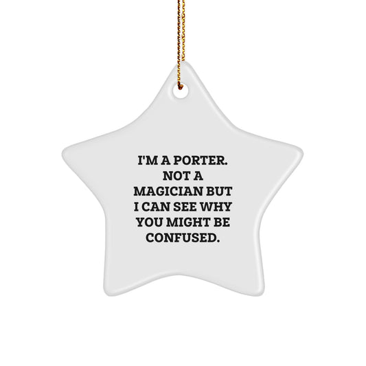 Funny Porter Gifts from Men to Porter - Star Ornament for Christmas Unique Presents - Image 1