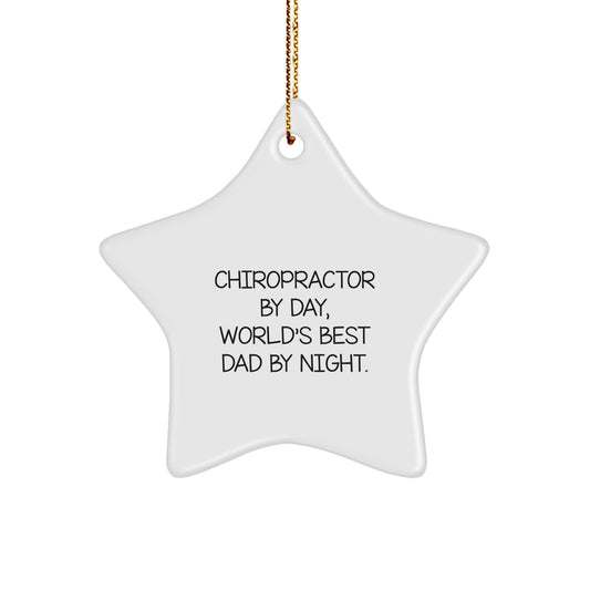 Funny Chiropractor Gifts for Christmas, Chiropractor By Day, World's Best Dad By Night., Star Ornament for Chiropractor, Men, or Women - Image 1