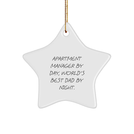 Funny Apartment Manager Gifts by Day, World's Best Dad Star Ornament By Night, Christmas Unique Gifts from Friends and Family - Image 1