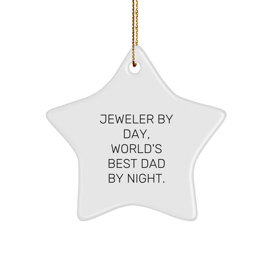 Jeweler Gifts from Men - Star Ornament for World's Best Dad by Night, Funny Christmas Unique Gift for Jeweler - Image 1