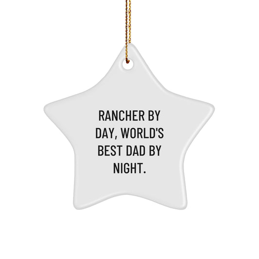 Rancher By Day, World's Best Dad By Night - Star Ornament Gifts from Family for Christmas - Image 1
