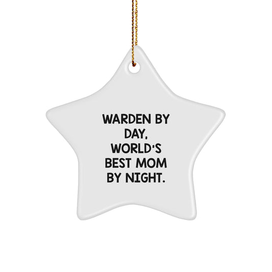 Warden Gifts from Friends and Family, World's Best Mom By Night Star Ornament for Christmas - Image 1