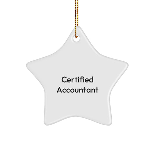 Funny Certified Accountant Gifts from Friends for Christmas - Star Ornament, 'The Stars Align for Success', White, 3.25" tall, Durable MDF - Image 1