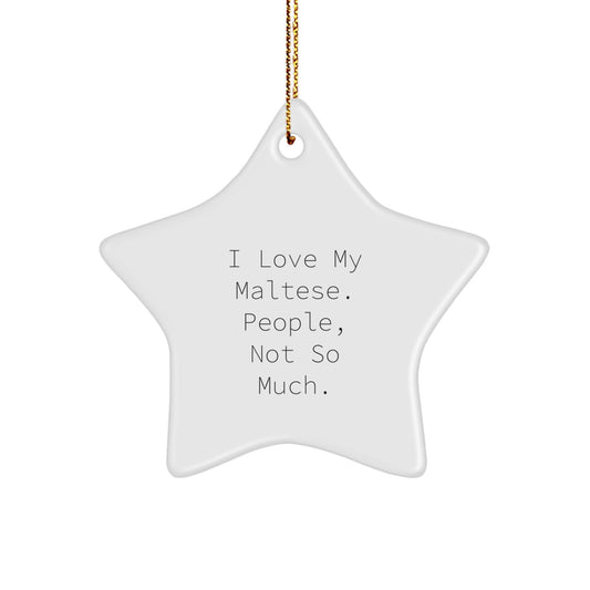 Maltese Dog Lovers Gift from Friends and Family, Funny Star Ornament for Christmas, I Love My Maltese. People, Not So Much., Gifts for Maltese Dog Owners - Image 1