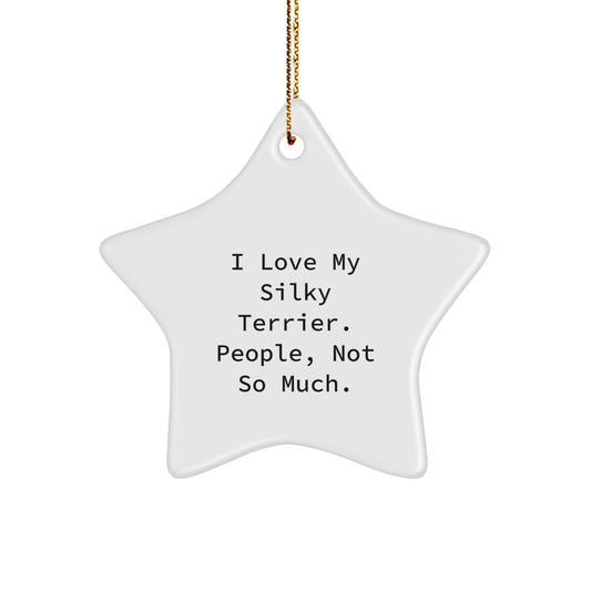 Funny Silky Terrier Dog Star Ornament Gifts from Men for Friends, 'I Love My Silky Terrier. People, Not So Much.' Christmas Unique Gifts - Image 1