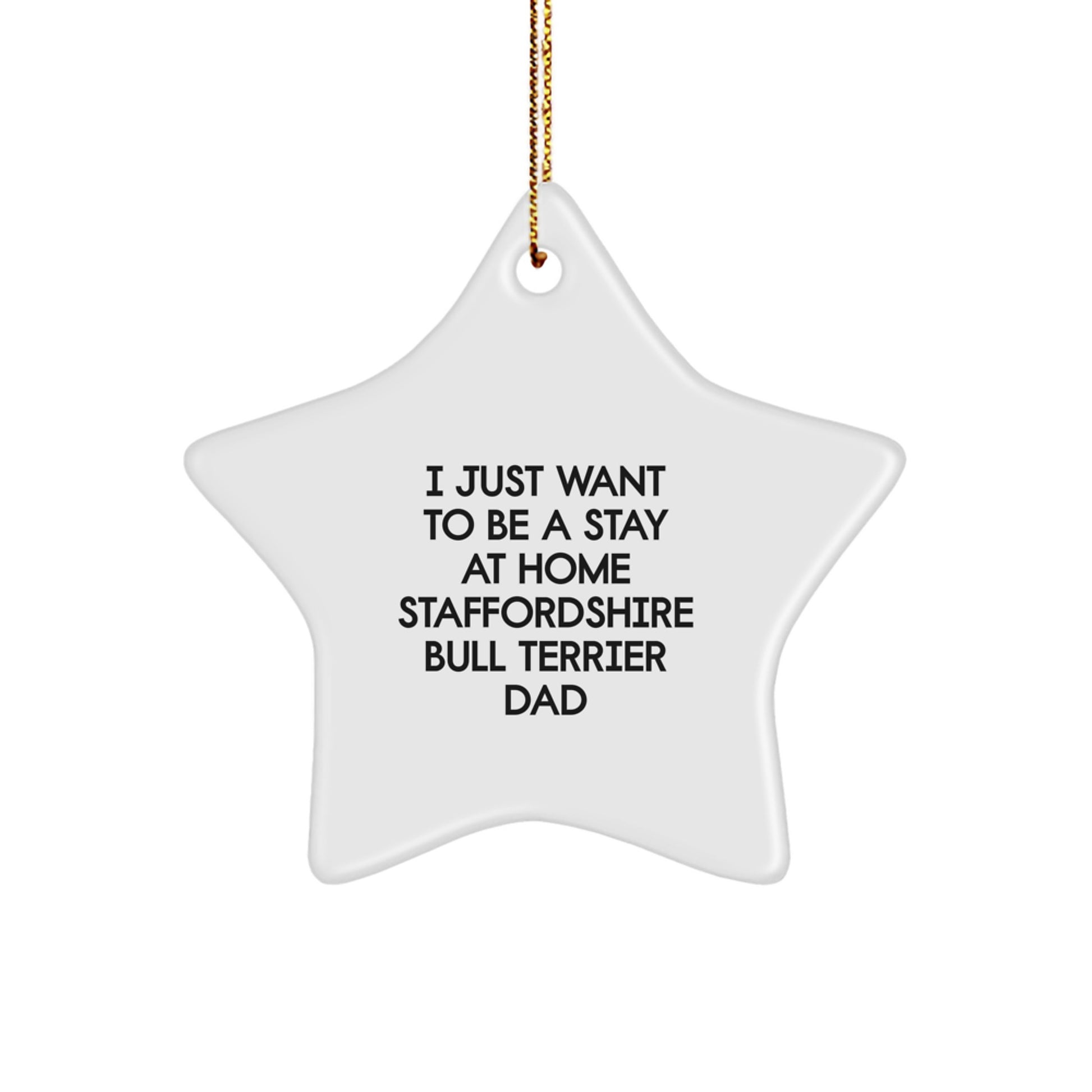 Funny Staffordshire Bull Terrier Dog Gifts from Men, Unique Christmas Star Ornament for Dad, I Just Want To Be A Stay At Home Staffordshire Bull Terrier Dad - Image 1