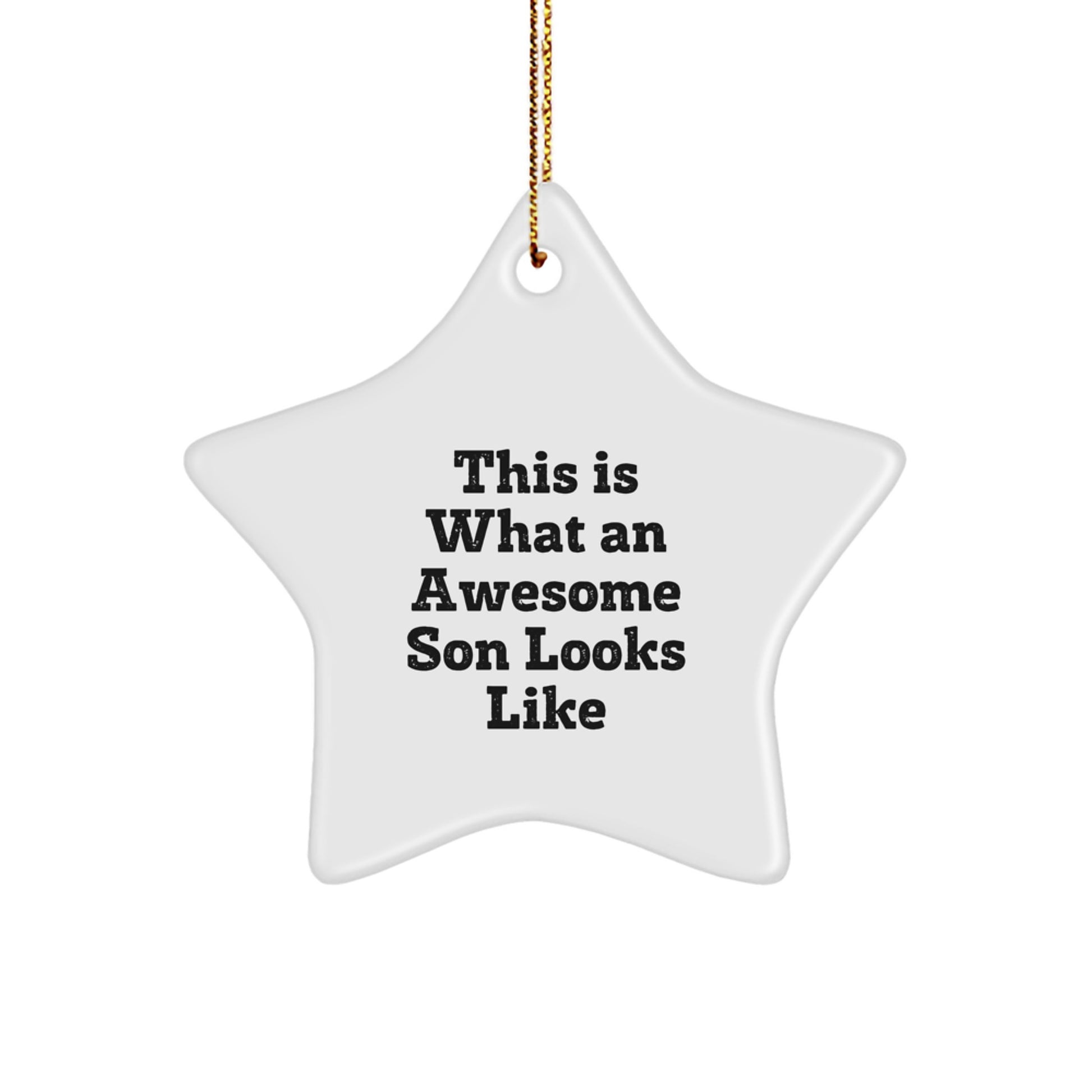 Funny Son Gifts from Mom - This Is What An Awesome Son Looks Like Star Ornament for Men's Christmas Decorations with Boy's Inspirational Quote - Image 1