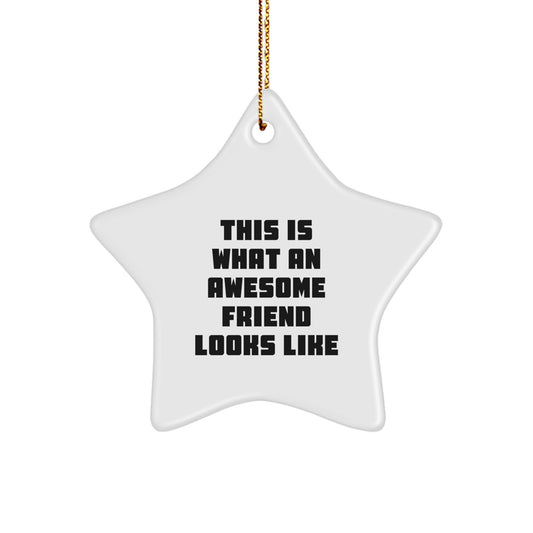 Funny Friend Gifts This Is What An Awesome Friend Looks Like Star Ornament for Christmas - Image 1