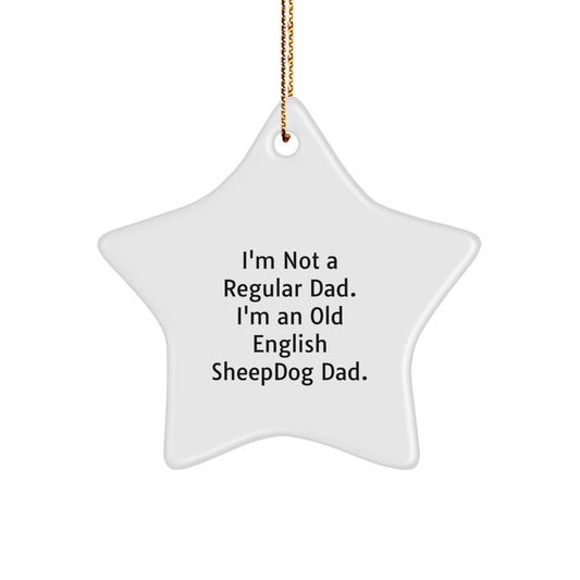 Old English SheepDog Dad Gifts for Family, Funny Star Ornament, 'I'm Not A Regular Dad' Quote, Christmas Unique Gifts from Friends - Image 1