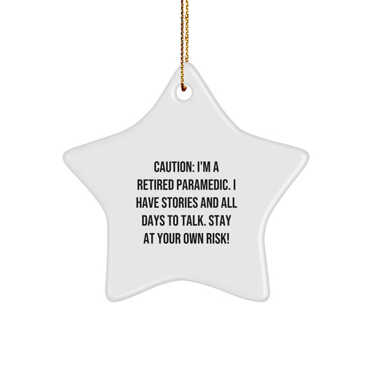 Rescue Worker Humor Christmas Star Ornament, Gifts from Men to Friends, for Rescue Worker Gifts, Funny Quote, White Star Shaped - Image 1