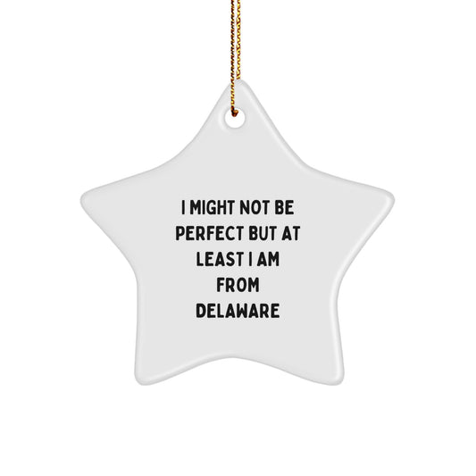 Delaware Star Ornament, I Might Not Be Perfect But At Least I Am From Delaware, Funny Quote Gifts from Delaware to Delaware Christmas Decorations - Image 1