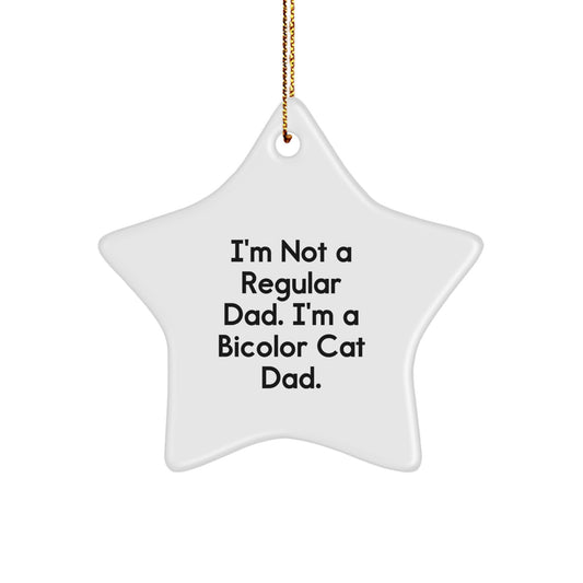 Funny Bicolor Cat Dad Gifts for Men and Women, Christmas Star Ornament with Quote 'I'm Not A Regular Dad. I'm A Bicolor Cat Dad.' from Family, Friends, Coworkers - Image 1