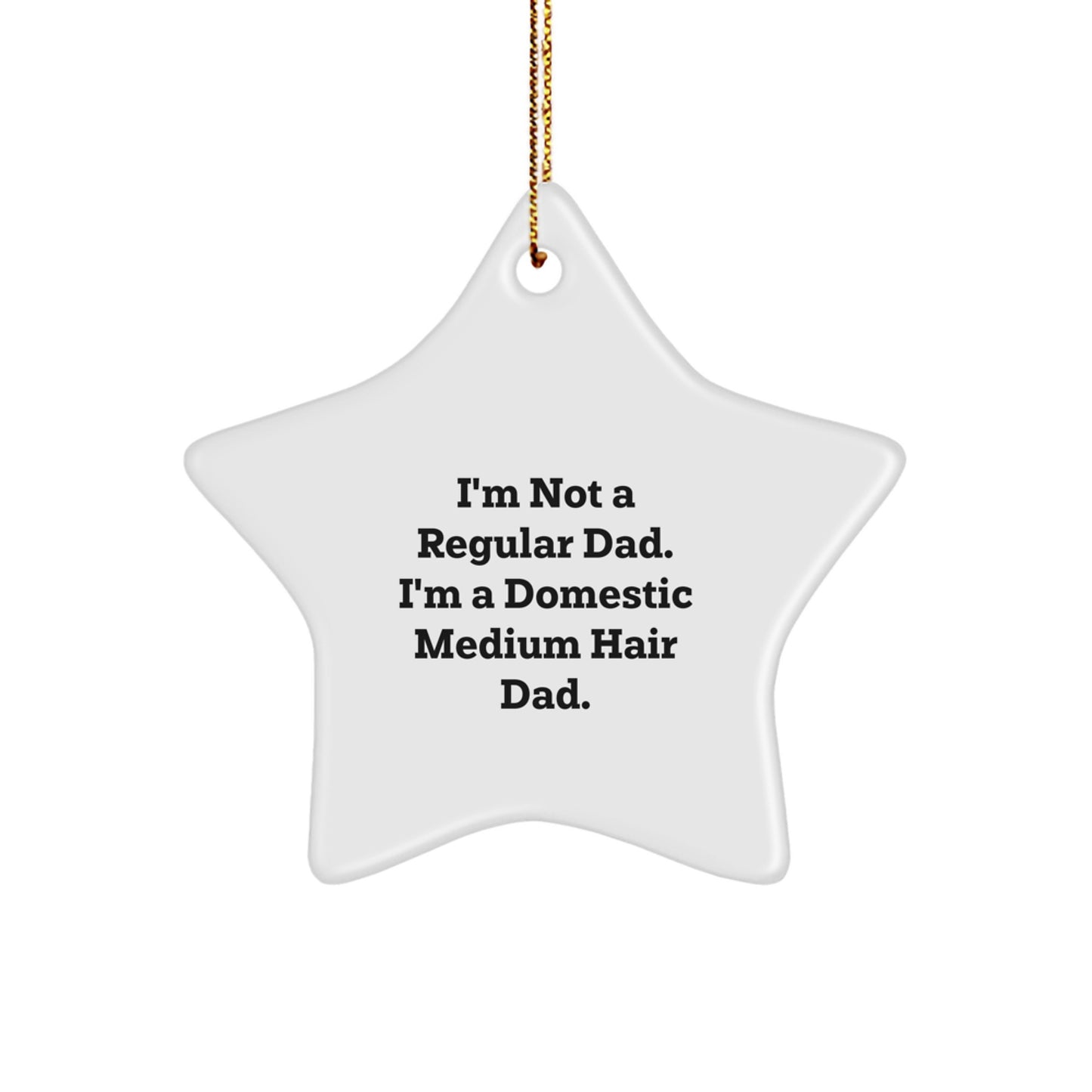 Funny Domestic Medium Hair Gifts, Star Ornament, Gifts from Men to Family, Perfect for Christmas Unique Gifts - 'I'm Not A Regular Dad. I'm A Domestic Medium Hair Dad.' - Image 1