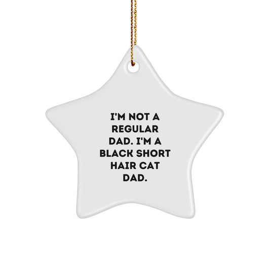 Funny Black Short Hair Cat Dad Gifts for Men, White Star Ornament from Friends, Unique Christmas Unique Gifts for Black Short Hair Cat Lovers - Image 1